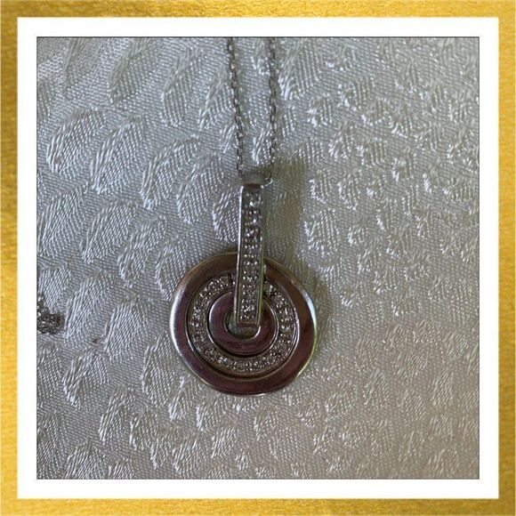 925 Silver VINTAGE Rhinestone Pendant NECKLACE - Picture 1 of 3